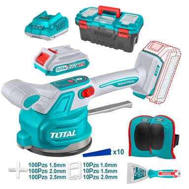 VENTOSA VIBRADOR SOPORTA 60KG + RODILLERA + MALETÍN 20V TOTAL