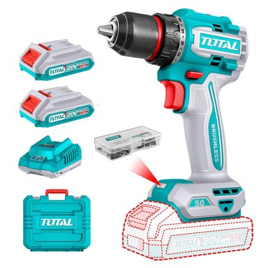 TALADRO ATORNILLADOR 50NM + 2 BATERIAS 2AH + CARGADOR TOTAL