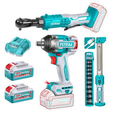 COMBO 3 EN 1 LLAVE DE IMPACTO + RATCHET + LINTERNA 2X4AH