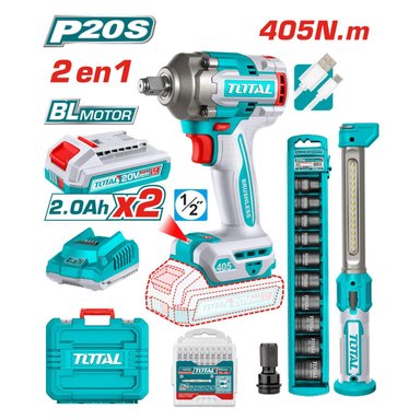 TALADRO PERCUTOR 66NM + LLAVE DE IMPACTO 405NM Y DADOS TOTAL - 4