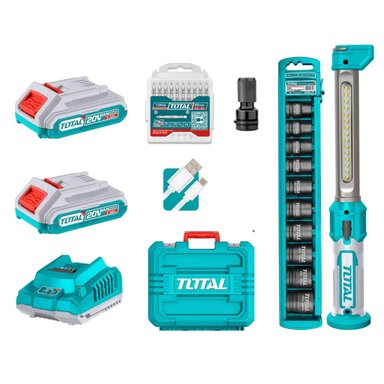 TALADRO PERCUTOR 66NM + LLAVE DE IMPACTO 405NM Y DADOS TOTAL - 5