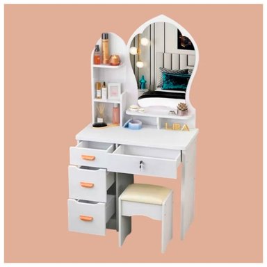 TOCADOR DE MAQUILLAJE ESTILO PRINCESA CON ASIENTO Y ESPEJO GRANDE - 3