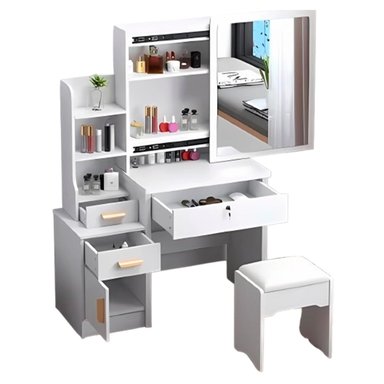 TOCADOR DE MAQUILLAJE CON ESPEJO Y SILLÓN PARA DORMITORIO