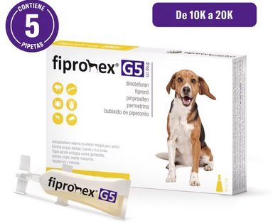 ANTIPULGAS PARA PERROS FIPRONEX G5 DROP ON CJA 5 PIP X 3 ML (10-20 KG)
