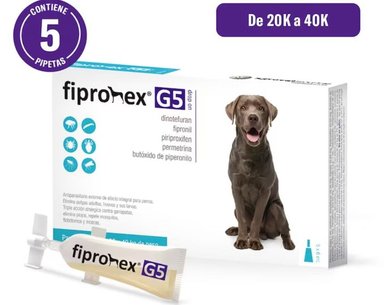 ANTIPULGAS PARA PERROS FIPRONEX G5 DROP ON CJA 5 PIP X 6 ML (20-40 KG)