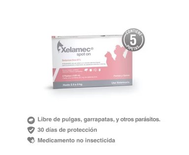 ANTIPULGAS PARA PERROS Y GATOS XELAMEC SPOT ON CJA 5 PIP X 0.5 ML