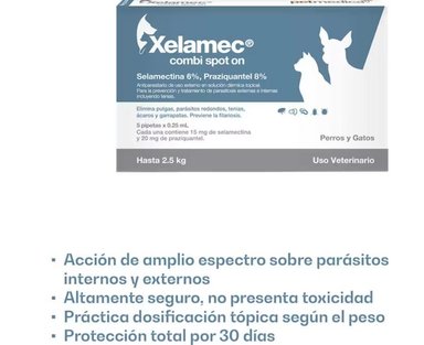 ANTIPULGAS PARA PERROS Y GATOS XELAMEC COMBI SPOT ON CJA 5 PIP X 0.25 ML