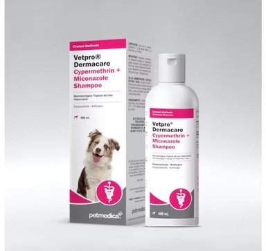 SHAMPOO PERRO AGROVETMARKET VETPRO DERMACARE CYPERMETHRIN + MICONAZOLE X 400 ML