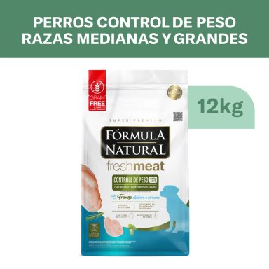 COMIDA PARA PERROS FORMULA NATURAL CONTROL DE PESO RAZAS MEDIANAS Y GRANDES X 12KG