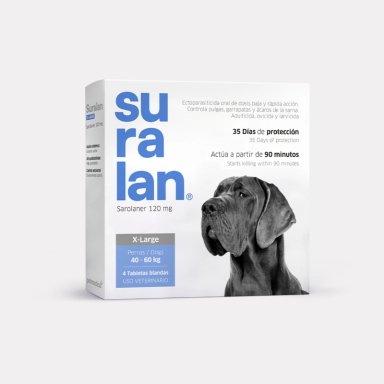 ANTIPULGAS PARA PERROS SURALAN X-LARGE (40-60KG) X 4 TAB