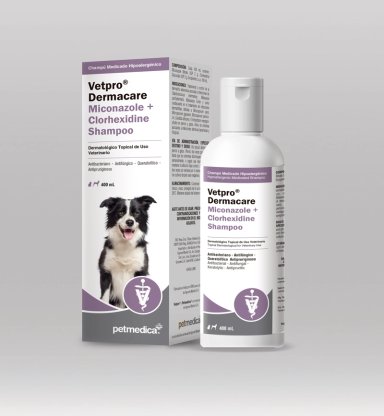 SHAMPOO PARA PERROS Y GATOS VETPRO DERMACARE MICONAZOLE+CLORHEXIDINE X 400ML - 1