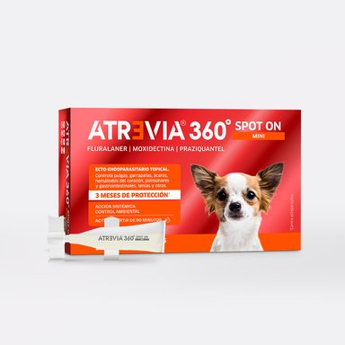 ANTIPULGAS PARA PERROS ATREVIA 360 SPOT ON MINI 2.25 A 4.5 KG X 5 PIPETAS