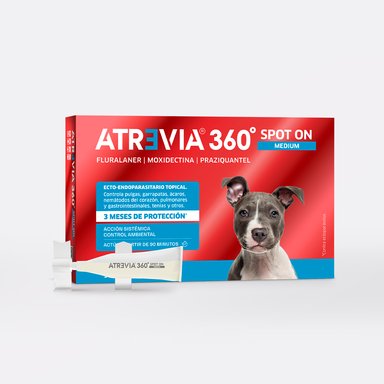 ANTIPULGAS PARA PERROS ATREVIA 360 SPOT ON MEDIUM 9 A 18 KG X 5 PIPETAS