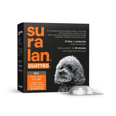 ANTIPULGAS Y ANTIPARASITARIO PARA PERROS SURALAN QUATTRO MINI (2.5-5KG) X 4 TAB - 1