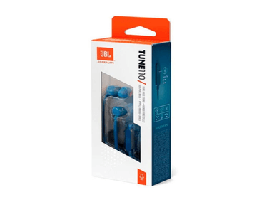 AUDÍFONOS JBL IN-EAR TUNE 110 PURE BASS CON MICRÓFONO INCORPORADO Y CONECTOR 3.5MM COLOR AZUL - 1