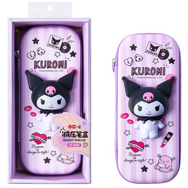 CARTUCHERA SANRIO KUROMI PU CON SQUISHY LILA