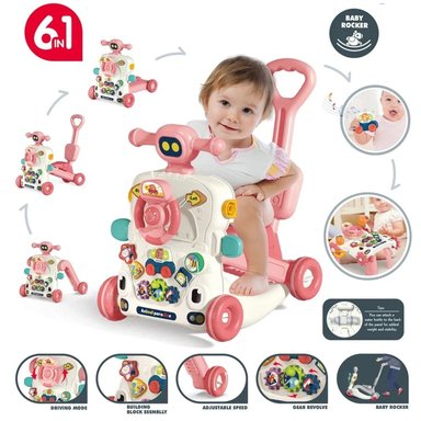 CAMINADOR MUSICAL MULTIFUNCIONAL 6 EN 1 - ROSADO