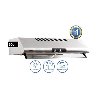 CAMPANA EXTRACTORA MIDEA 3 VEL MJUD24S6AS 60CM