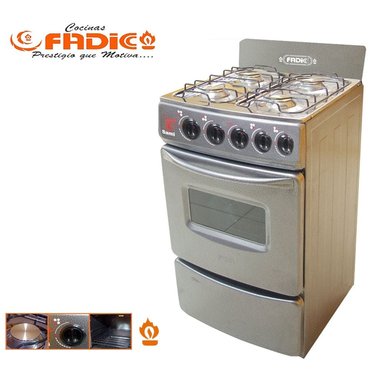 COCINA A GAS GLP FADICC 4H CON RESPALDAR Y HORNO SAMI GRIS