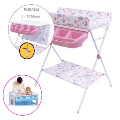 BAÑERA CAMBIADOR EBABY 830-1 ROSADO MAXI