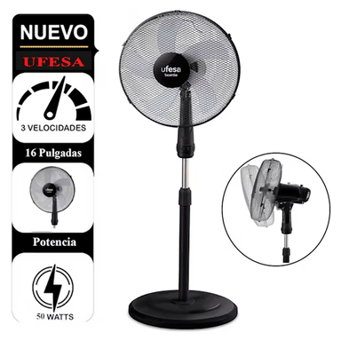 VENTILADOR DE PIE UFESA SEATTLE 50 WATTS PEDESTAL 16'
