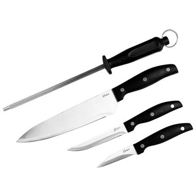 SET DE CUCHILLOS OSTER GRANGER-4 ACERO INOXIDABLE CON AFILADOR 4 PIEZAS