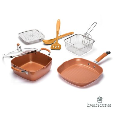 SET OLLAS BEHOME 22460330 COBRE OLLA SARTEN COPPER 7 PIEZAS