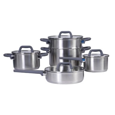 JUEGO DE OLLAS OSTER BEAUFORD ACABADO PLATA ACERO INOXIDABLE 9PC