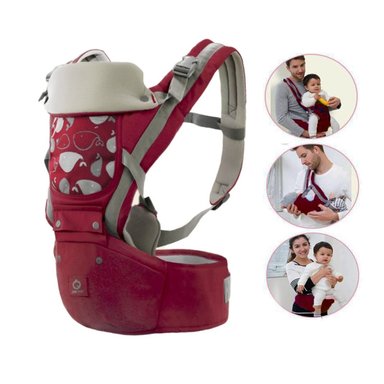 CANGURO ALEBAO-G GUINDA BEBÉ ERGONÓMICO BALLENA 3 EN 1