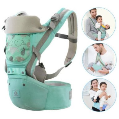 CANGURO PARA BEBÉ ERGONÓMICO BALLENA 3 EN 1 VERDE AGUA