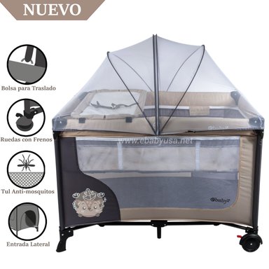 CUNA CORRAL EBABY CON CAMBIADOR HAPPY DREAM EB727-2 BEIGE