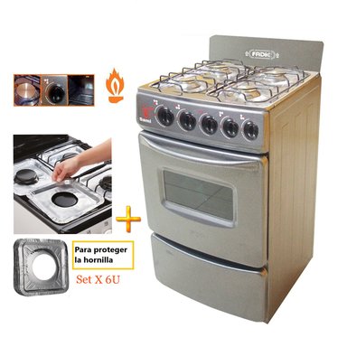 COCINA FADIC CON RESPALDAR Y HORNO 20 SAMI 4H GRIS +PROTECTOR