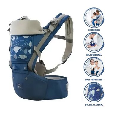 CANGURO PARA BEBÉ ERGONÓMICO BALLENA 3 EN 1 AZUL