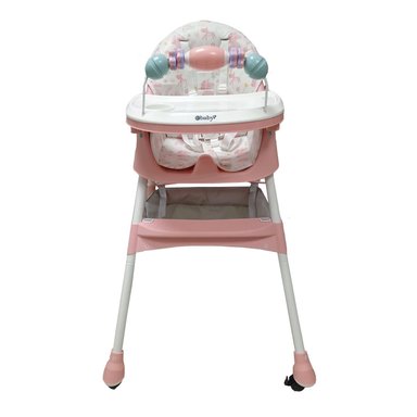 SILLA DE COMER PLEGABLE CON RUEDAS DOBLE BANDEJA LULU ROSADO - 3