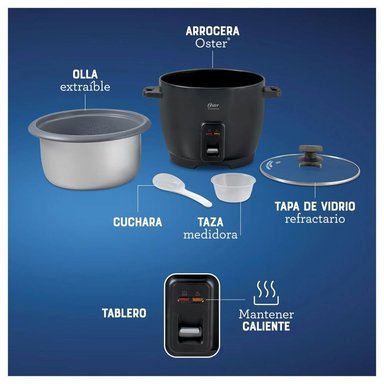 CUATRICOMBO OSTER OLLA ARROCERA CKSTRCB10DFBLK + LICUADORA BLSTKAGBPB + HERVIDOR 3101 + CUCHILLA - 6