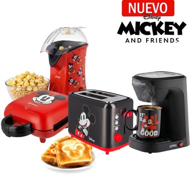 CUATRICOMBO ATMA WAFLERA SANDWICHERA +POP CORN MAKER +TOSTADORA +CAFETERA CON TAZA DE MICKEY - 1