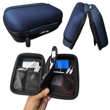 FUNDA CASE DISCO DURO EXTERNO 2.5 SANTOFA ELECTRONICS ANTI GOLPES DOBLE BOLSILLO AZUL - 1