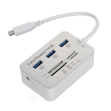 LECTOR DE TARJETAS TIPO C Y 3 PUERTOS USB 3.0 HUB SANTOFA ELECTRONICS S0289 - 1
