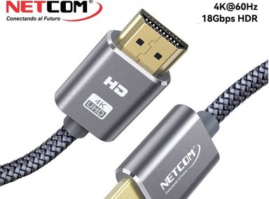 CABLE HDMI NETCOM 2.0 10 METROS ULTRA HD 3D 4K 60HZ 2160P ENMALLADO SANTOFA ELECTRONICS - 1