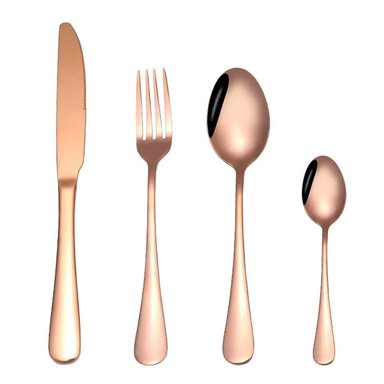 SET DE CUBIERTOS ACERO INOXIDABLE 304 BRONCE 4 PIEZAS PULIDO ESPEJO SANTOFA ELECTRONICS S1461