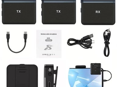 MICRÓFONO SX9 DOBLE SOLAPA INALAMBRICO RECARGABLE TIPO C JACK 35MM SANTOFA ELECTRONICS - 3