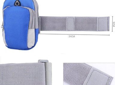 BOLSO PORTA CELULAR DEPORTIVO CON CORREA BRAZALATE AZÚL SANTOFA ELECTRONICS - 3