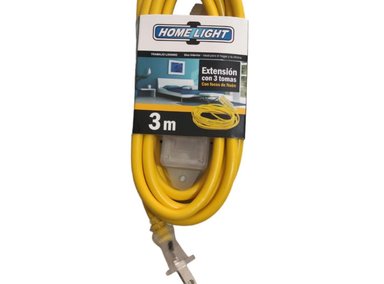 EXTENSIÓN ELÉCTRICA CABLE VULCANIZADO DE 3 TOMAS 3 METROS HOME LIGHT SANTOFA ELECTRONICS S1441