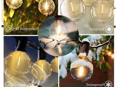 GUIRNALDA NEGRO 25 BOMBILLAS 15 METROS LED VINTAGE JARDIN FIESTAS EXTERIOR SANTOFA ELECTRONICS - 6