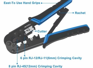 PACK CRIMPEADOR NETCOM 3EN1 3 EN 1 PONCHADORA RJ45 CABLE RED PELADOR SANTOFA ELECTRONICS - 2