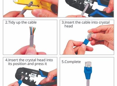 PACK CRIMPEADOR NETCOM 3EN1 3 EN 1 PONCHADORA RJ45 CABLE RED PELADOR SANTOFA ELECTRONICS - 5