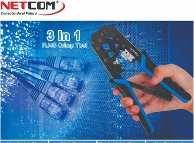 PACK CRIMPEADOR NETCOM 3EN1 3 EN 1 PONCHADORA RJ45 CABLE RED PELADOR SANTOFA ELECTRONICS - 6