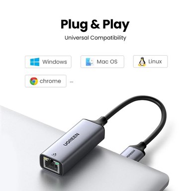 ADAPTADOR UGREEN 50922 USB 3.0 A RJ45 GIGABIT LAN ETHERNET 1000 MBPS RED SANTOFA ELECTRONICS - 2