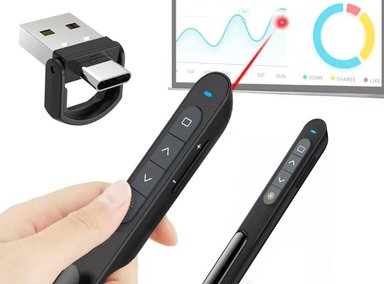 PRESENTADOR DE DIAPOSITIVAS INALAMBRICO 2 EN 1 LASER USB C SANTOFA ELECTRONICS S1581
