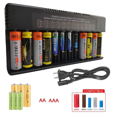 CARGADOR PILAS BATERIAS RECARGABLES 12 PUESTPOS AA AAA 18650 26650 SANTOFA ELECTRONICS - 1